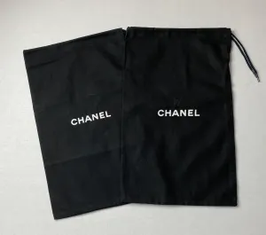 100% Auth Chanel Set of Two Black Shoe/ Small Bag/ Wallet Dust Bags 12.75"x 7.75"