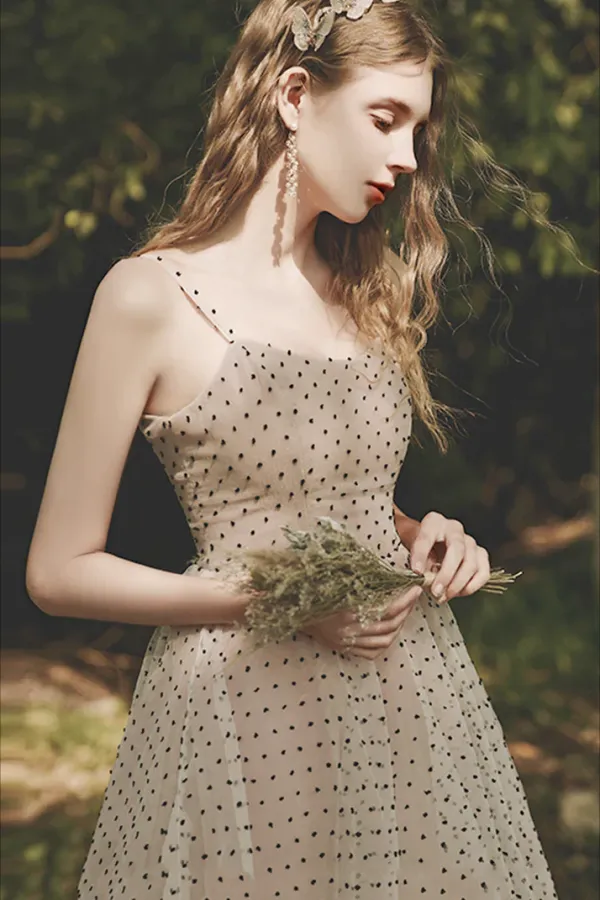 A Line Cute Tulle Tea Length Prom Dress APP0802