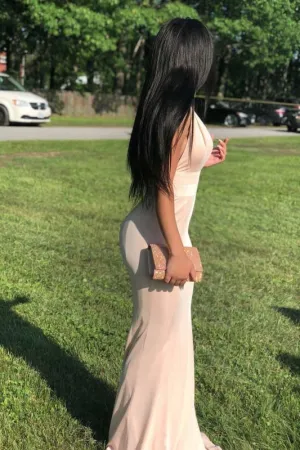 Amazing Deep V Neck Sleeveless Open Back Mermaid Prom Dresses