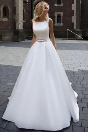 Anneprom On Sale Princess Simple A-Line Satin Ivory Wedding Dresses APW0194