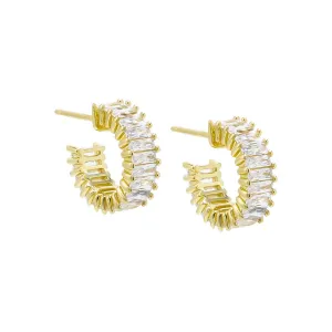 CZ Baguette Hoop Earring
