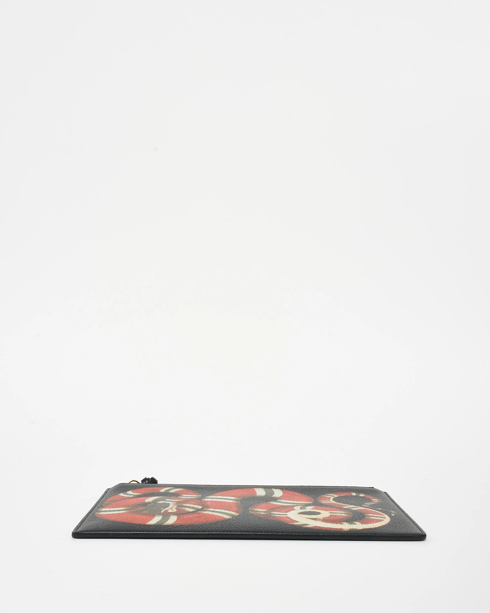 Gucci Black Leather & Red Snake Pouch