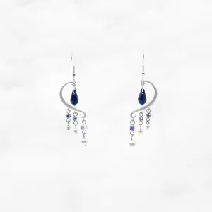 Heavenly Elegance Silver Black Earrings