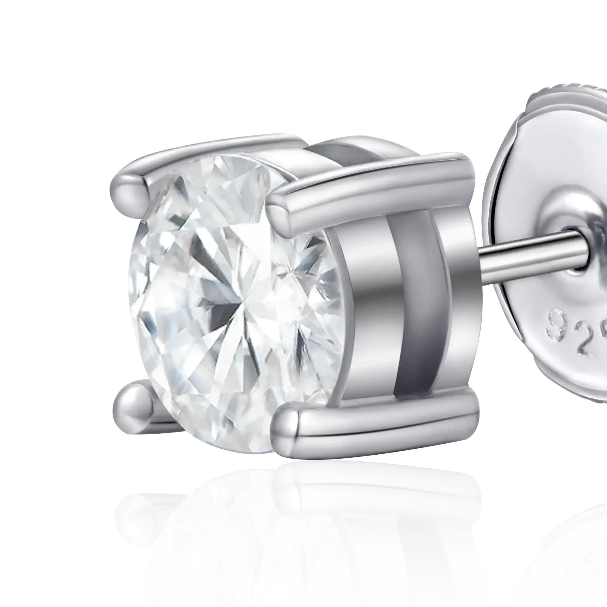 Moissanite Round Cut Stud Earring